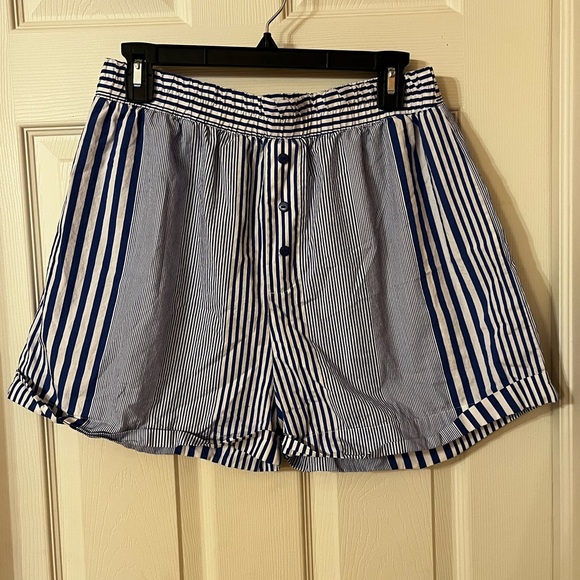 Women’s Like New Bootaybag Blue & White Striped Pajama Shorts - Picture 1 of 5